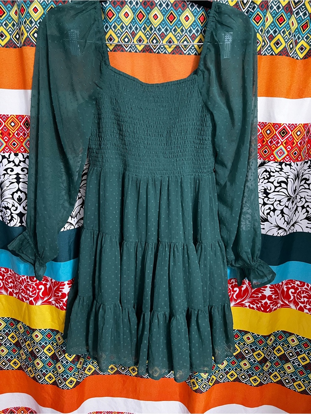 Patrons of Peace Hunter Green
Smocked Tiered Mini Dress | Size Medium - Picture 2 of 3